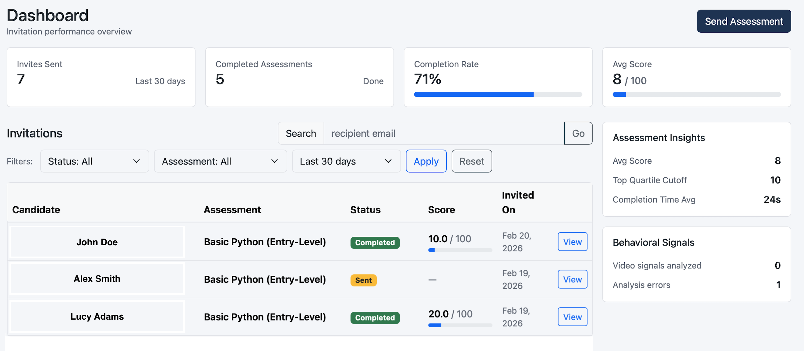Assessment report preview